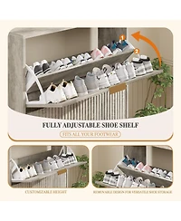 gaomon Entryway Shoe Storage Cabinet with double Flip Drawers, Wooden Organizer Adjustable Shelf, Slim Freestanding Rack