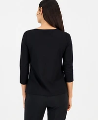 Anne Klein Essentials Petite 3/4-Sleeve Asymmetrical Button Top