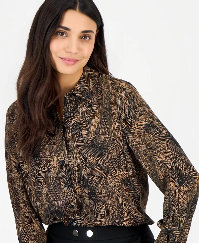 Anne Klein Essentials Women's Petite Button-Down Collared Blouse