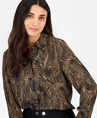 Anne Klein Essentials Women's Petite Button-Down Collared Blouse