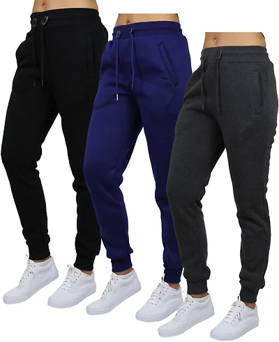 Blue Ice Women's Loose Fit Heavyweight Classic Fleece Jogger Sweatpants- 3 Pack