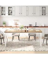 gaomon Industrial Dining Table for 4-6, Large Rectangular Kitchen with Rounded Corners