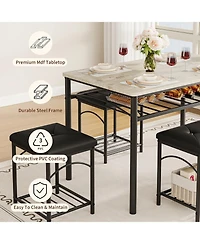 gaomon Dining Table Set for 4 with Upholstered Benches and 2 Stools, Small Kitchen Table Chairs Set of 4 for Apartment, Studio