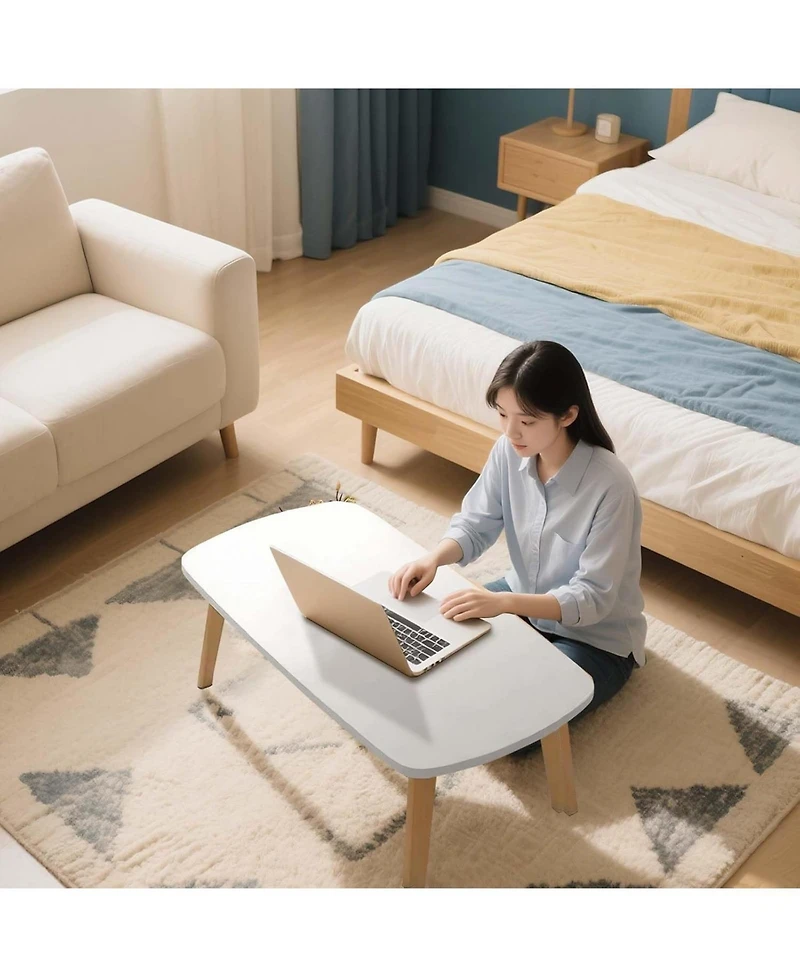 gaomon Foldable Coffee Table for Small Spaces, Low Floor Study Table, Wood Folding Table for Living Room, Bedroom, Dorm