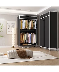 gaomon Heavy Duty Carbon Steel Portable Closet Wardrobe - Clothes Rack with Cover