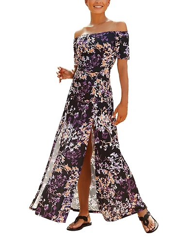 Lascana Women's Floral Off Shoulder Maxi Dress