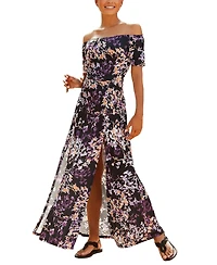 Lascana Women's Floral Off Shoulder Maxi Dress