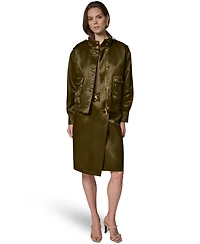Donna Karan New York Women's Glazed Cotton Zip-Front Jacket