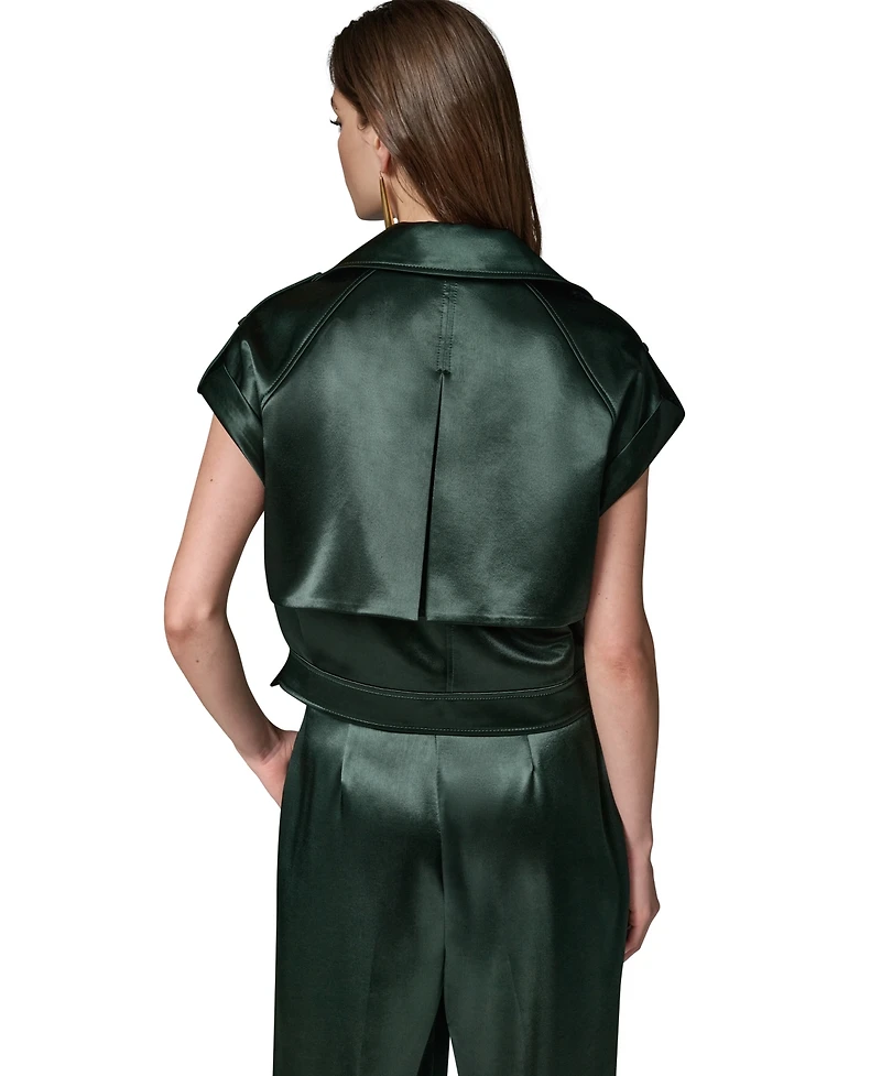 Donna Karan New York Women's Luxe Drape Satin Belted Vest