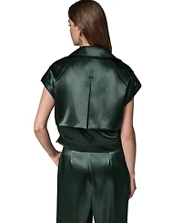 Donna Karan New York Women's Luxe Drape Satin Belted Vest