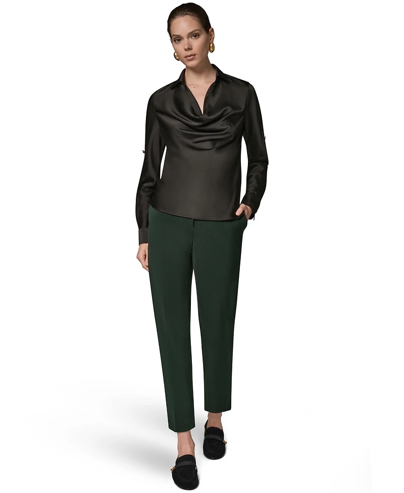 Donna Karan New York Women's Satin Back Crepe Long-Sleeve Top