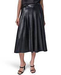 Donna Karan New York Women's Pleated Faux Leather Midi Skirt