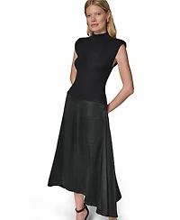 Donna Karan New York Women's Viscose Mixed Media Midi Dress