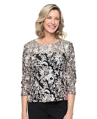Alex Evenings Embellished Tulle Blouse