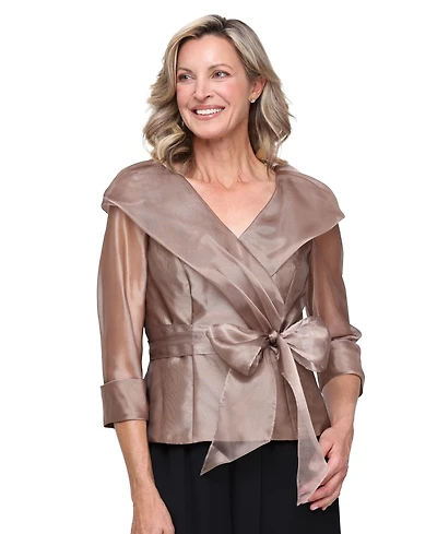 Alex Evenings Women's Organza 3/4-Sleeve Blouse