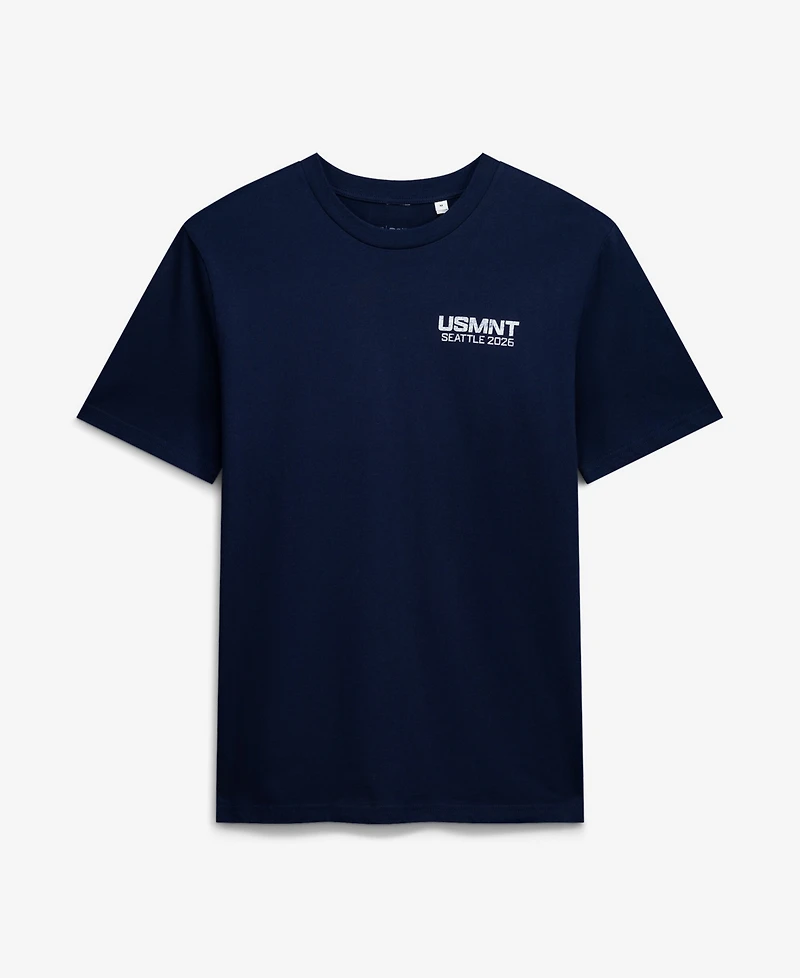 Uscape Apparel Men's and Women's Navy Host City U.s. Soccer x Seattle Crest 2026 T-Shirt