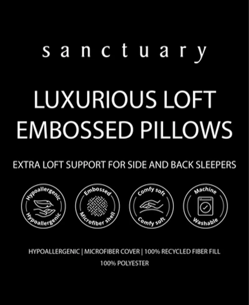 Sanctuary 2-Pack Pinstripe Embossed Jumbo Pillow, Standard