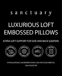 Sanctuary 2-Pack Pinstripe Embossed Jumbo Pillow, Standard