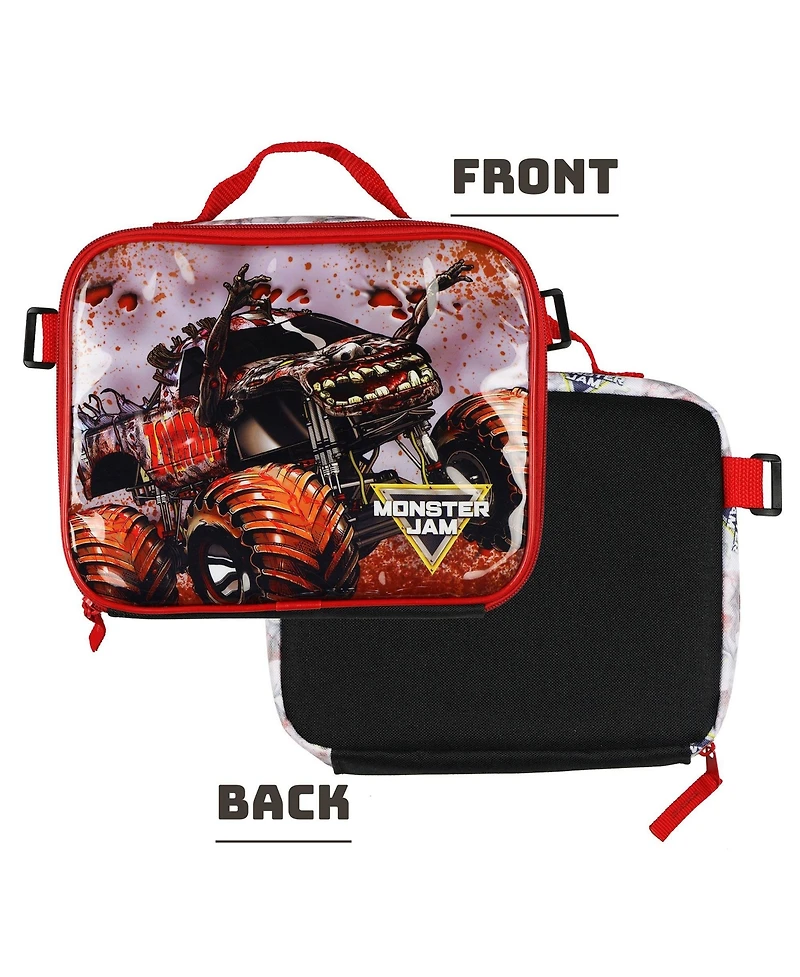 Monster Jam Zombie 5 Piece 16 Inch Backpack Set with Detachable Lunch Box Book Bag