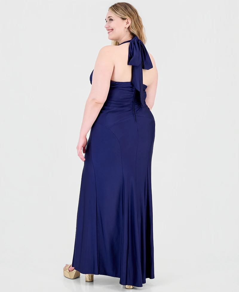 Emerald Sundae Plus Halter Bodycon Maxi Dress