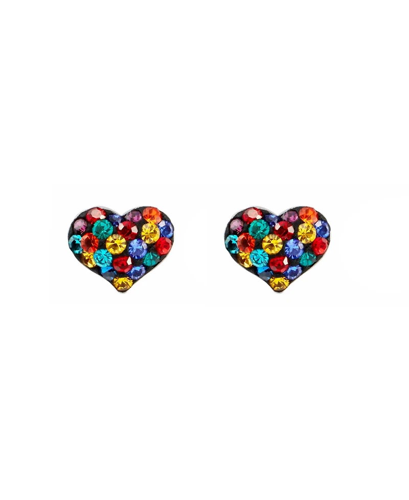 Macy's 8mm Crystal Pave Heart Stud Earrings