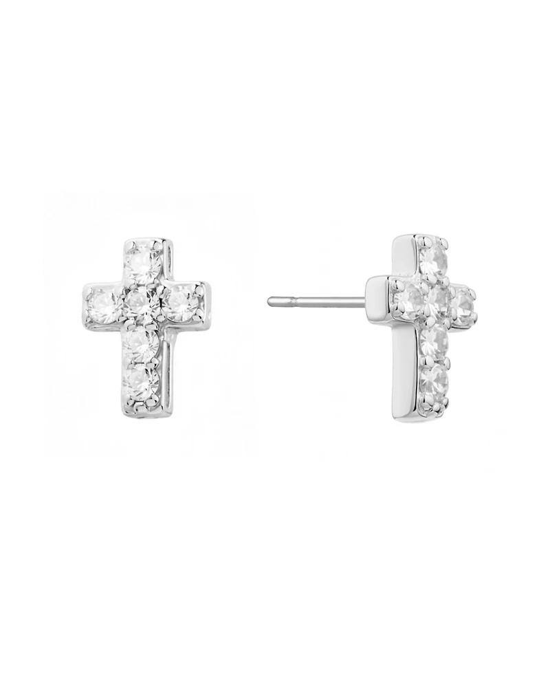 Macy's Cubic Zirconia Religious Cross Stud Earrings