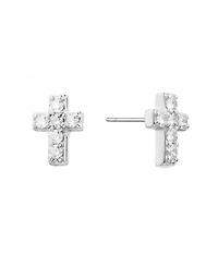 Macy's Cubic Zirconia Religious Cross Stud Earrings