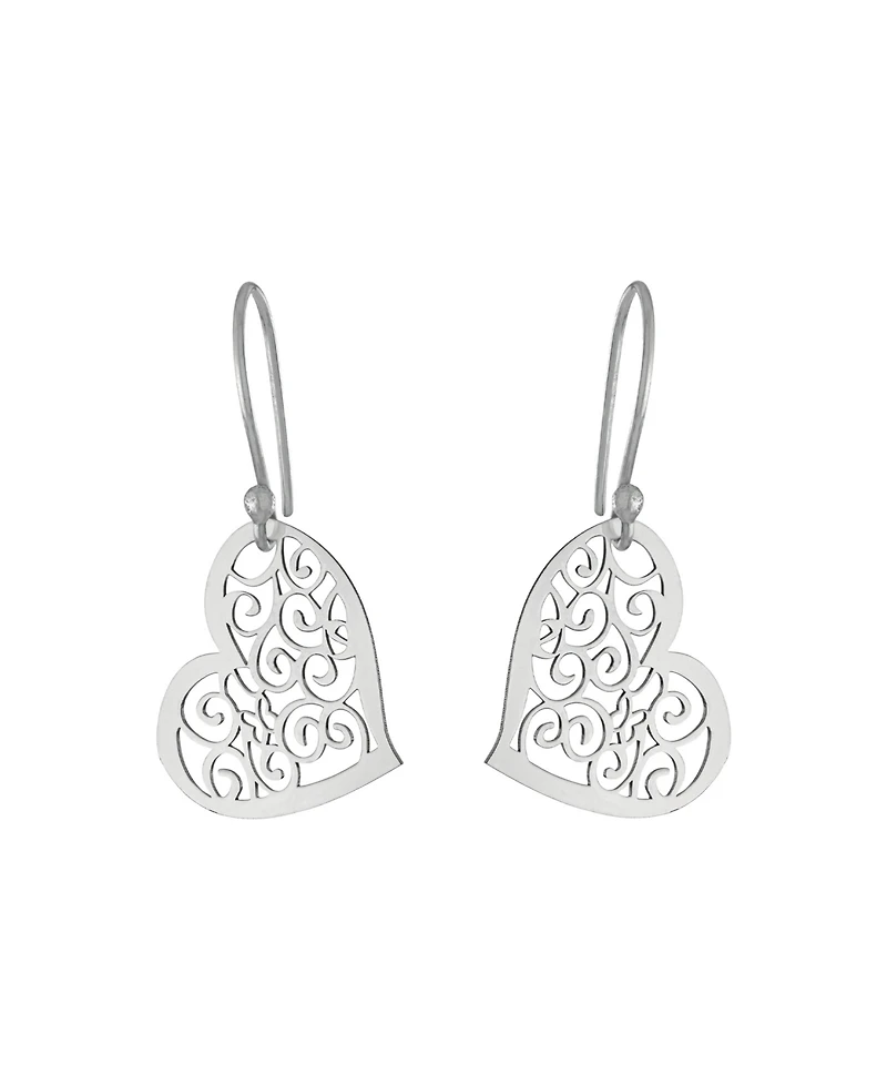 Macy's Laser Cut Scroll Heart Drop Earrings