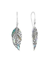 Macy's Abalone Oxidized Dotted Feather Drop Earrings