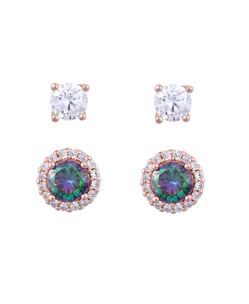 Macy's 4mm Cubic Zirconia and 5mm Mystic Halo Stud Earrings