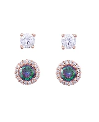 Macy's 4mm Cubic Zirconia and 5mm Mystic Halo Stud Earrings