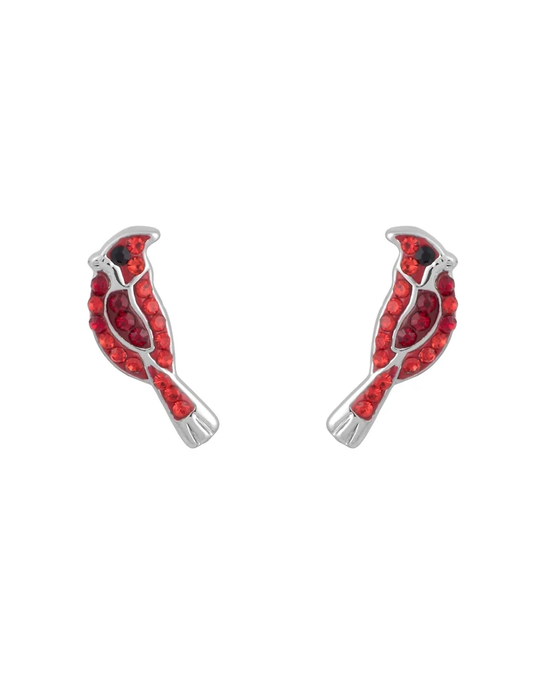 Macy's Crystal Pave Red Cardinal Stud Earrings