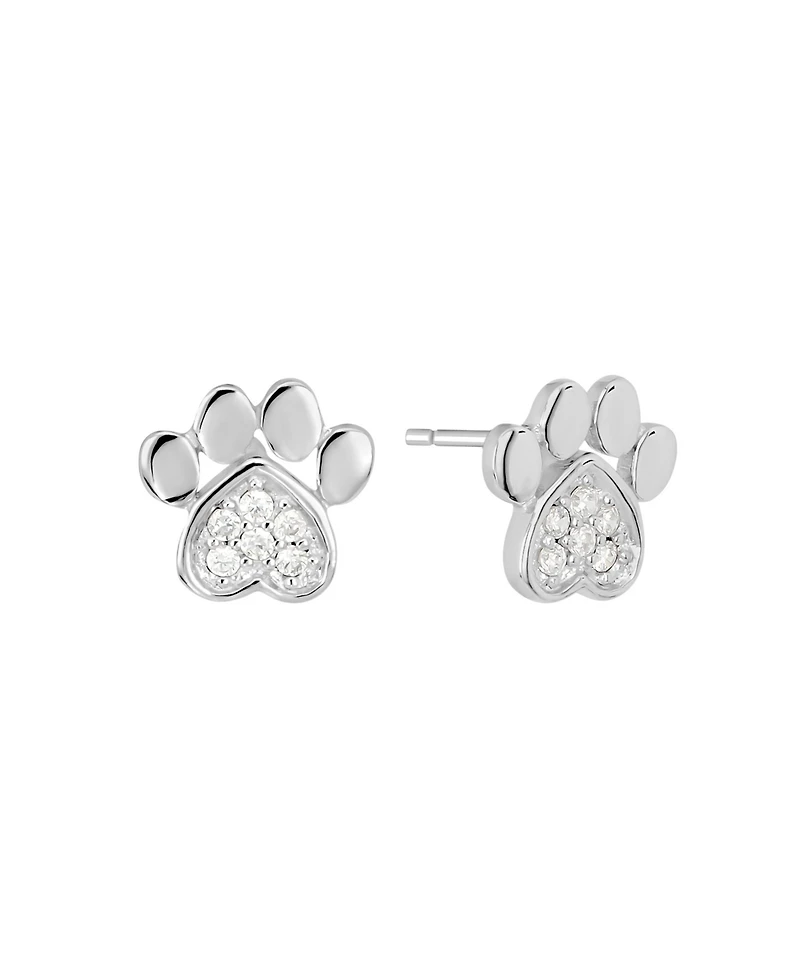 Macy's Cubic Zirconia Pave Dog Paw Stud Earrings