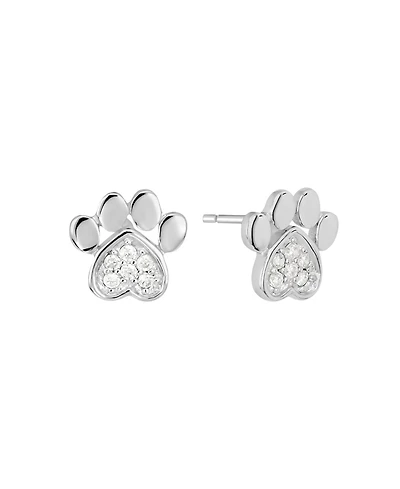 Macy's Cubic Zirconia Pave Dog Paw Stud Earrings