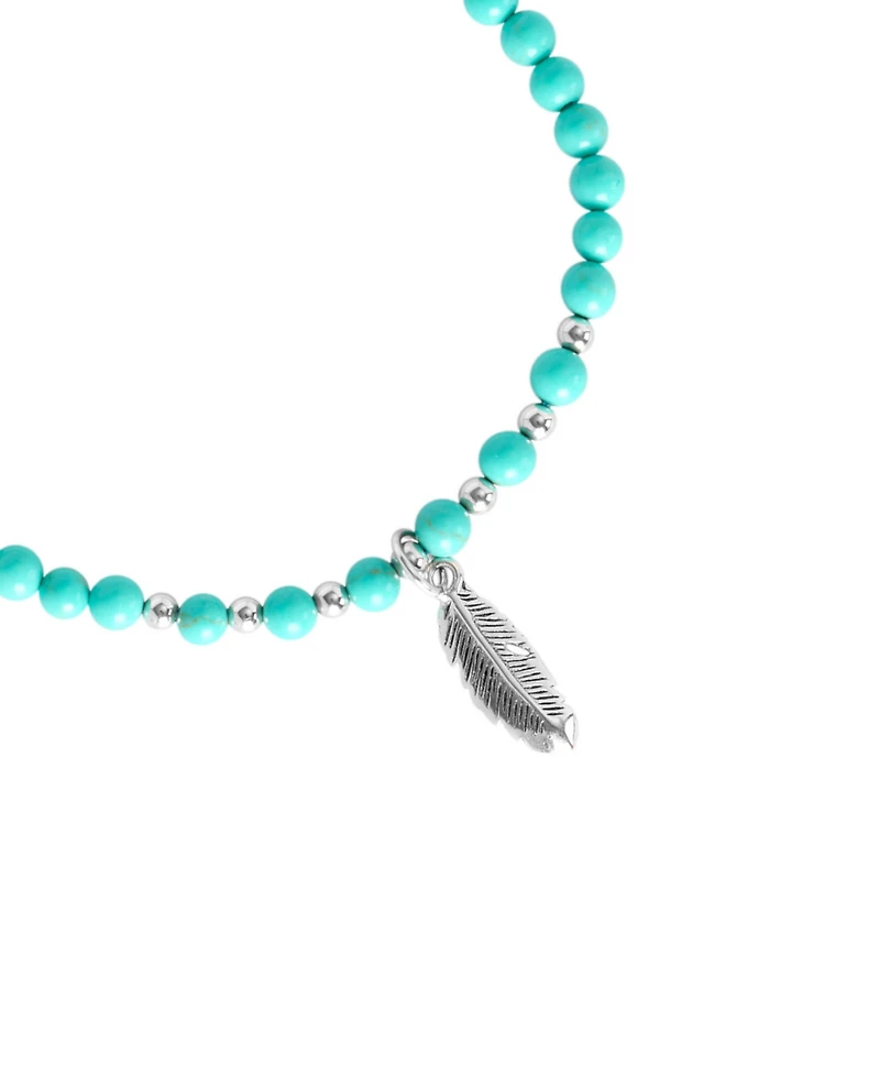 Macy's Feather Charm Stone Beaded Rope Bracelet