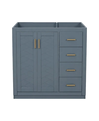 Busdays 36 Inch Bathroom Vanity without Top Sink Solid Wood Frame Freestanding Storage Cabinet with 3 Drawers and Doors Basin Not Included