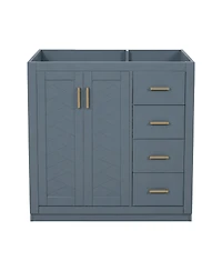 Busdays 36 Inch Bathroom Vanity without Top Sink Solid Wood Frame Freestanding Storage Cabinet with 3 Drawers and Doors Basin Not Included