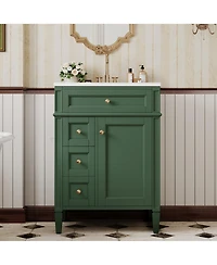 Busdays 24 Inch Bathroom Vanity with Top Sink Modern Storage Cabinet with 2 Drawers and a Tip Out Drawer Single Sink