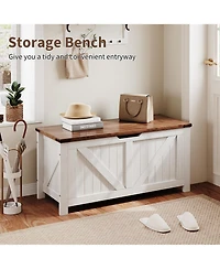 homfan Storage Bench, 39 Inch Wood Lift Top Entryway Organizer Chest with Slow Close Hinges, Coffee Table for Living Room