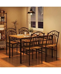 homfan Modern Dining Table Set for 4, Rectangular Kitchen Table and Chairs, Metal Frame Dining Set for Breakfast Nook, Dining Room, or Living Room