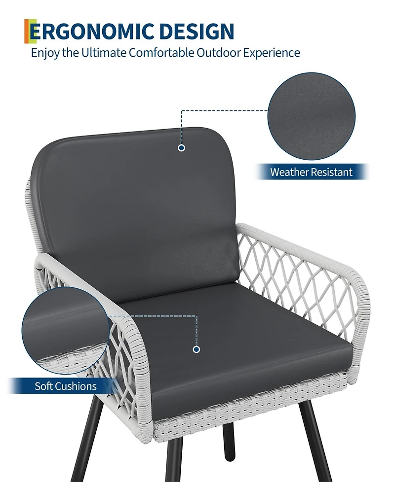 gaomon Set of 2 Modern Outdoor Armchairs