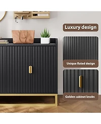 gaomon 47.2 Inch Fluted Sideboard with Storage Cabinet, Modern Kitchen Sideboard with Adjustable Shelves
