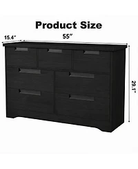 gaomon 7 Drawer Dresser for Bedroom, Natural Modern Double Dresser Organizer with Embedded Handles Design