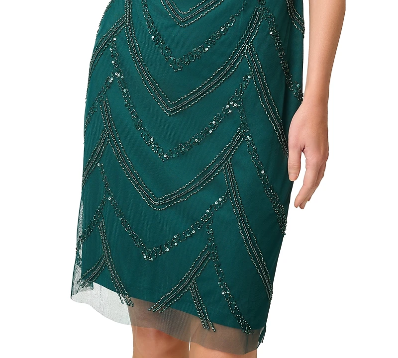 Adrianna Papell Women's Beaded Cap-Sleeve Sheath Dress