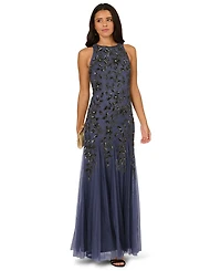 Adrianna Papell Women's Halter Neck Beaded Dress