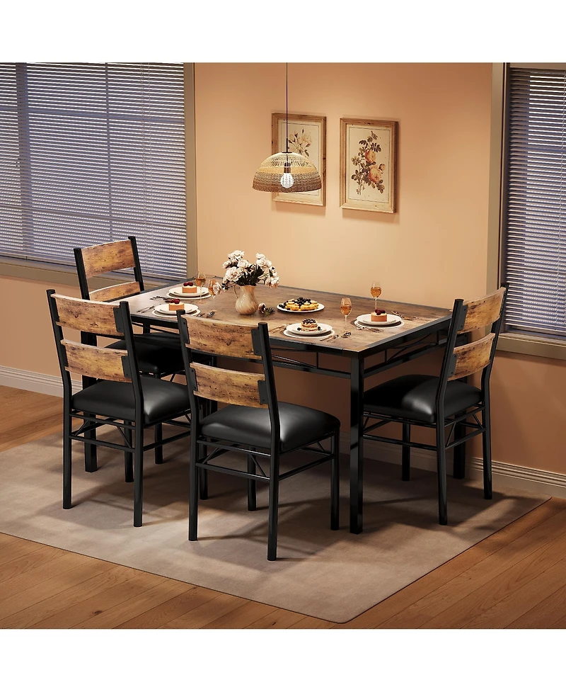 homfan Modern Dining Table Set for 2/4 - Space Saving Small Kitchen with Upholstered Chairs