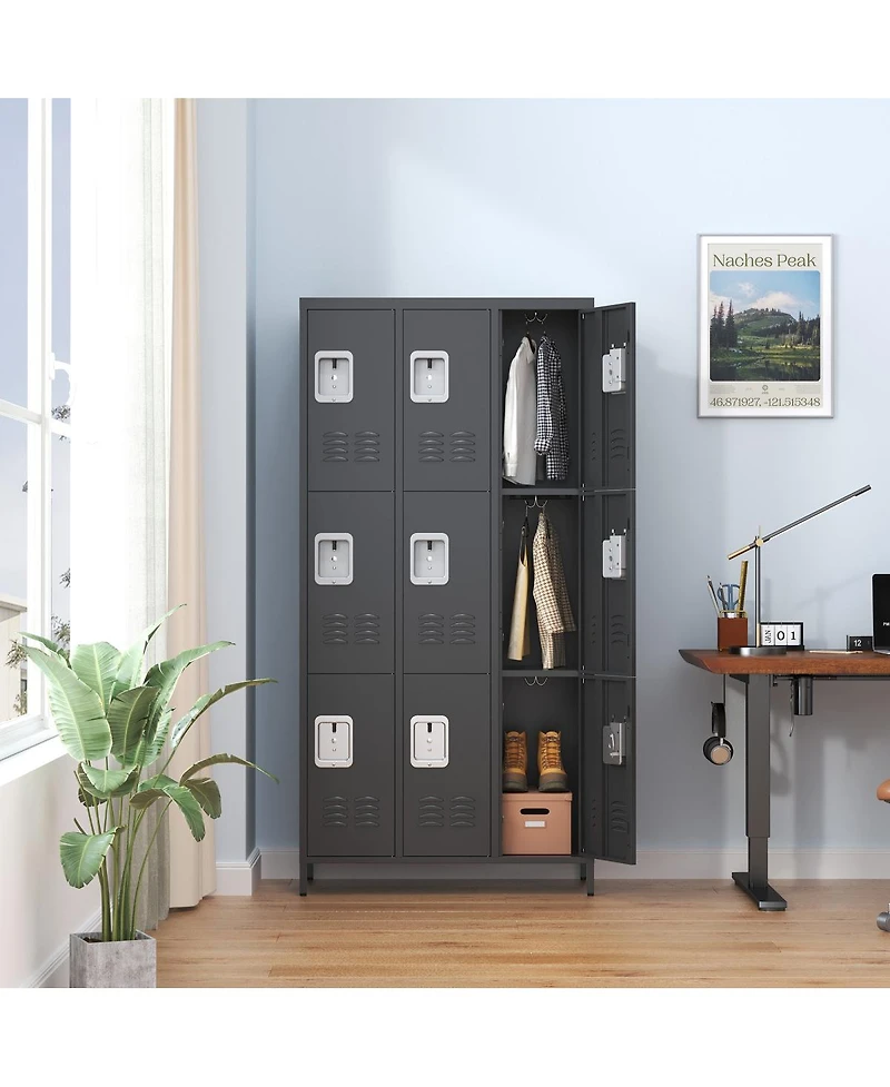 Streamdale Furniture 9-Door 72"H Metal Storage Locker Cabinet