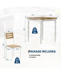 homfan Dining Table Set of 3, Wooden Kitchen with Spiral Metal Legs and Cushioned Chairs