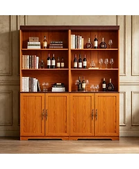 Streamdale Furniture 2-Piece Tall Storage Bookcase with Adjustable Shelves and Cabinet