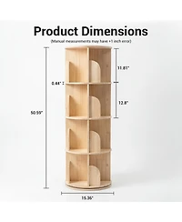 Streamdale Furniture 4-Tier Rotating Wooden Bookshelf, 360 Spinning Floor Display Shelf